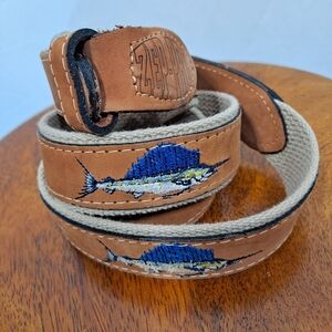 Zep Pro Leather Canvas Embroidered Sailfish Belt